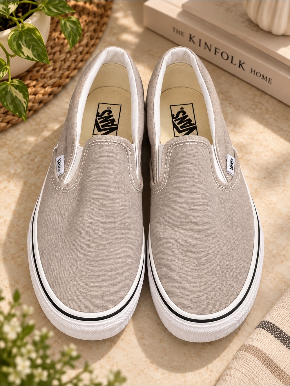 Vans Slip-On Canvas Loafers in Taupe